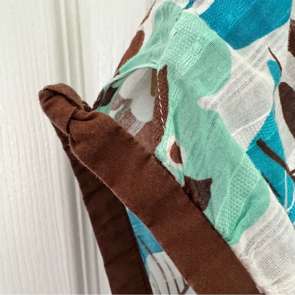 Turquoise and Brown Hawaiian-Inspired Dress - Size 10 - Picture 3 of 5